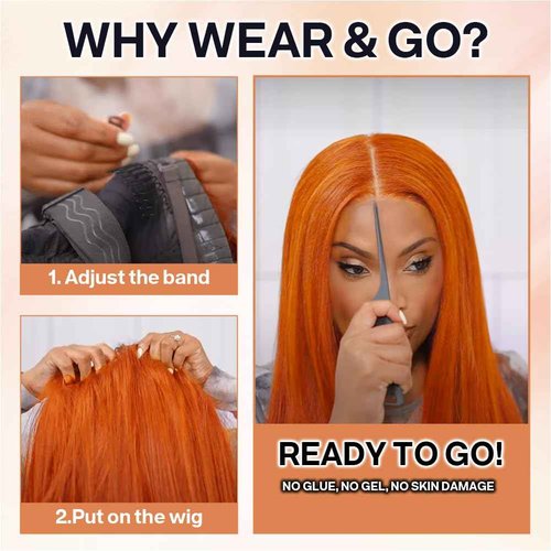 Ailwelia Wear and Go Glueless Bob Wig Human Hair 200% Density 5x5 HD Lace Closure Wigs For Black Women Glueless 5x5 Closure Wigs Human Hair Pre Plucked Bob Ginger Color 24 Inch
