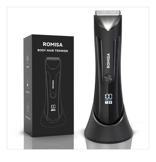 ROMISA Ball Trimmer Men, Body Hair Trimmer Men, Pubic Hair Trimmer Men, Manscape Trimmer for Men, Ball Shaver, Body Groomer Men, 7000 RPM with USB Recharge Dock Cordless Use, Waterproof