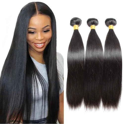 Straight Bundles Human Hair Long Straight 26 28 30 Natural Black Color Human Hair Bundles Healthy And Soft Unprocessed Brazilian Remy Hair Extensions 3Pcs/Set Deals