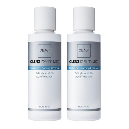 Obagi CLENZIderm M.D. Daily Care Foaming Acne Cleanser – Acne Treatment with 2% Salicylic Acid (BHA) – Two Pack, 2 * 4 oz