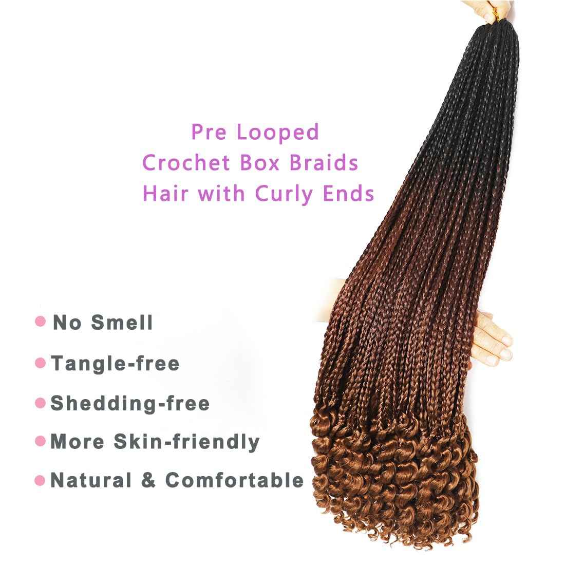 144 Strands Goddess Crochet Box Braids with Curly Ends 30 Inch Pre Looped Box Braids Crochet Hair 8 Packs Curly Crochet Braids for Black Women