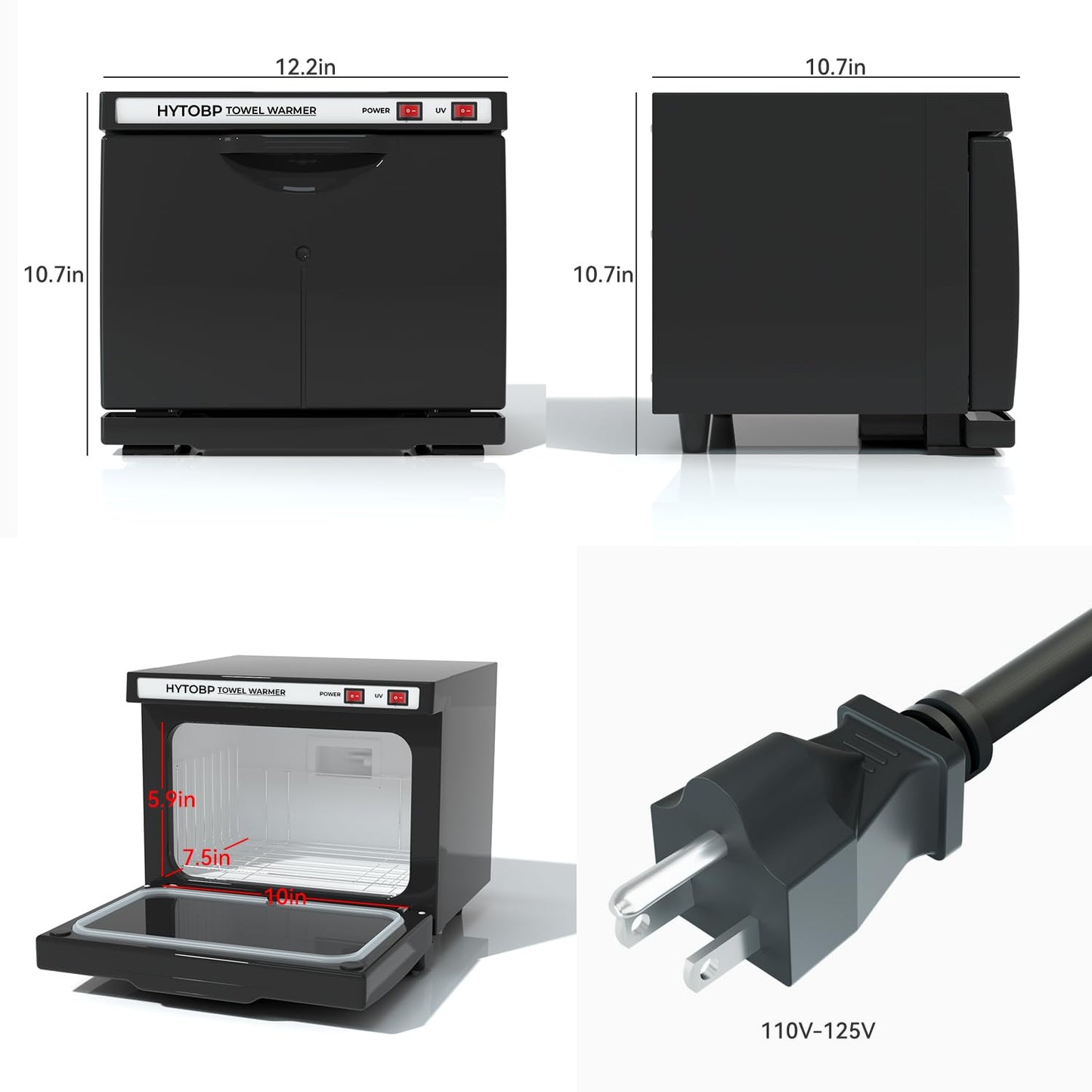 HYTOBP Hot Towel Warmer, Thermostatic Towel Heater, 2-in-1 Professional Towel Warmer Cabinet, Beauty Salon and Spa Towel Warmers for Facial(8L-Black)