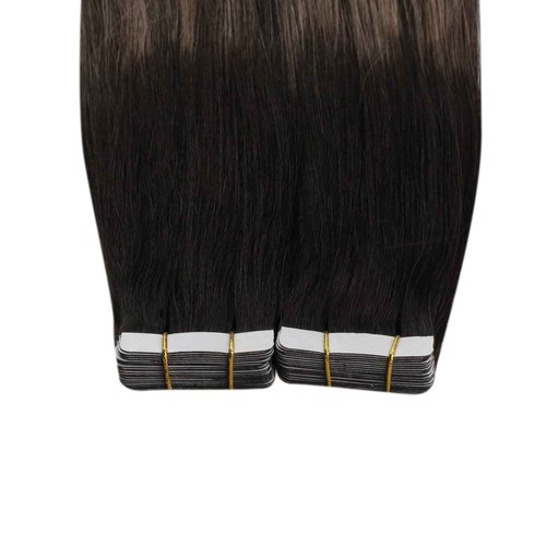 Ugeat Blonde Hair Extensions Tape in Dark Roots Tape in Hair Extensions Human Hair Black to Ash Blonde Mix Platinum Blonde Medium Length Lightweight for Wedding 18Inch 20Pcs 50G