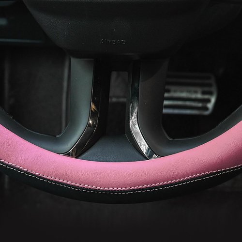 Valleycomfy Microfiber Leather Steering Wheel Cover Universal 15 inch(Pink)
