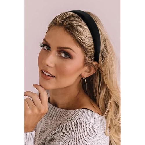 Black Velvet Headband for Women - Non Slip Thick 1.3 Inches Wide Headband for Women's Hair Fashion Accessory