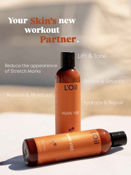 L'Oil Body lotion, Miami Vibe. Super Anti-Aging, Hydrating, Anti-wrinkle, Antioxidant, Anti-stretch marks. From head-to-toe. 24 Hour Moisture. 8 fl oz