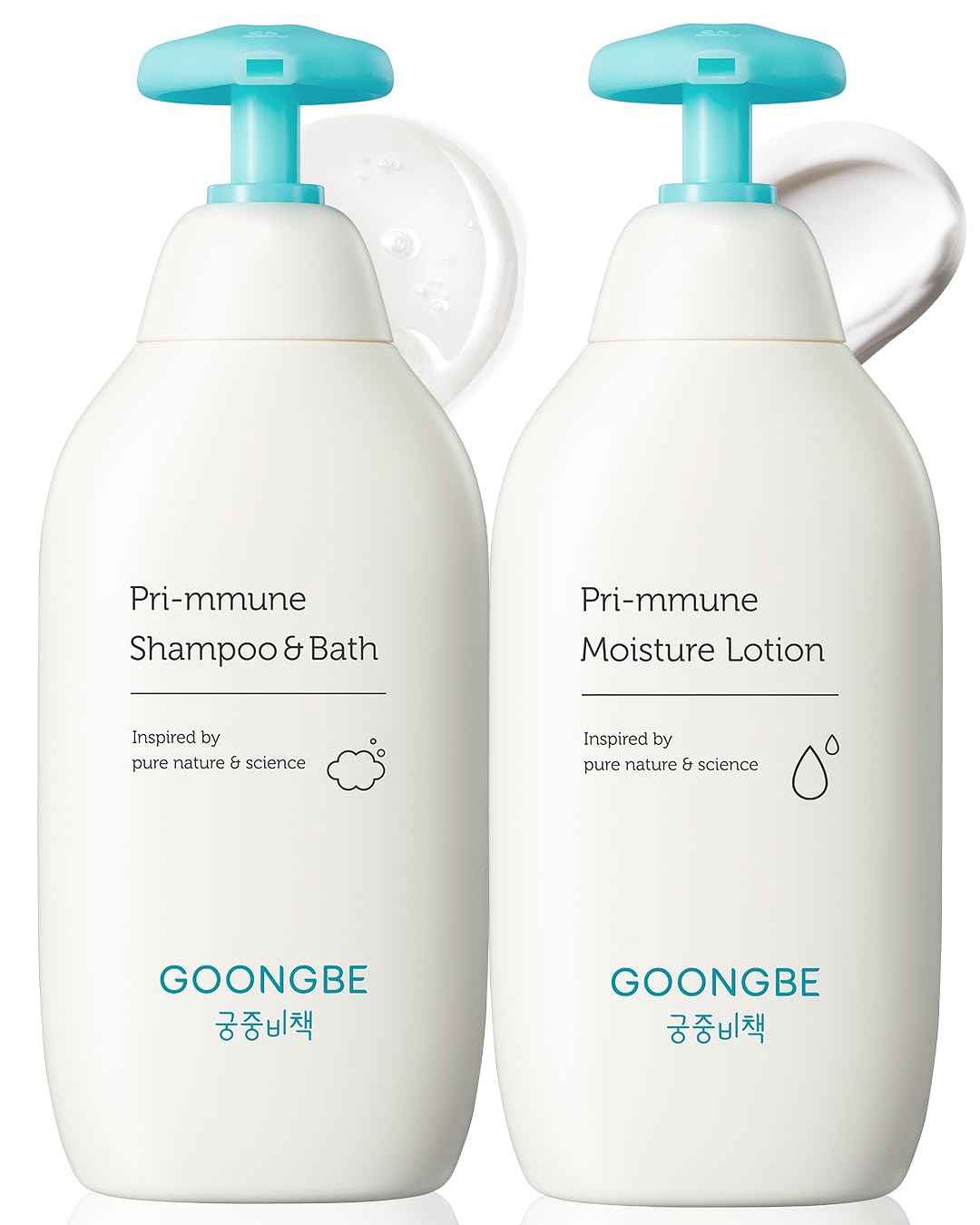 GOONGBE Pri-mmune Shampoo Bath & Moisture Lotion - Korean Baby Cleanser and Body Lotion - Hypoallergenic Moisturizing & Calming Daily Skincare - Gentle Cleanse, Naturally Derived, 11.8 oz.