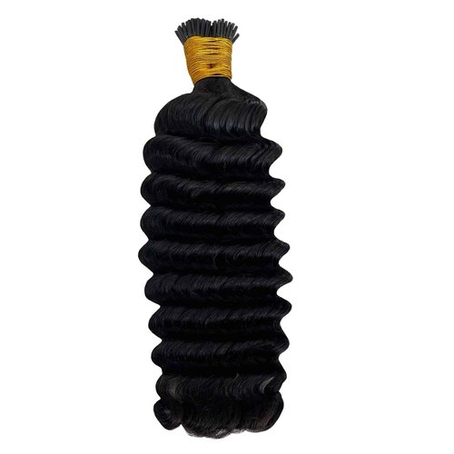 I Tip Hair Extensions Real Human Hair, 28inch 50g 50S Deep Wave Cold Fusion I Tip Hair Extensions, Invisible Remy Pre Bonded Human Hair I Tips, #1B Natural Black