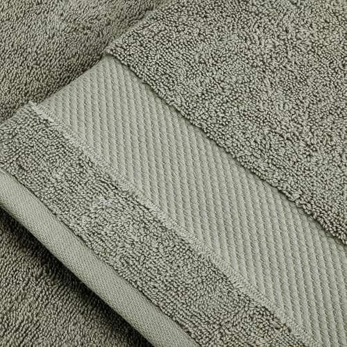 BIOWEAVES 100% Organic Cotton Bath Towel Set | 700 GSM Plush 6-Piece Premium Towel Set GOTS Certified, 2 Bath Towels, 2 Hand Towels & 2 Washcloths - Sage