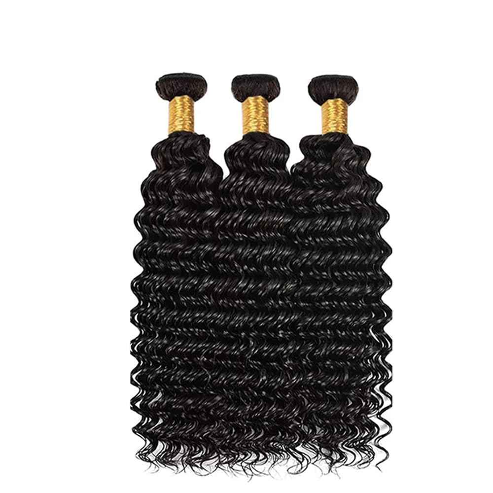30 32 34 Inch Raw Deep Wave Bundles Human Hair Natural Black Color Unprocessed Brazilian Virgin Hair Loose Deep Wave Bundles Human Hair