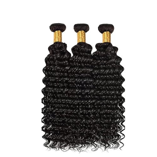 Raw Loose Deep Wave Bundles Human Hair Natural Black Color Brazilian Unprocessed Virgin Hair 18 20 22 Inch Deep Wave Human Hair Bundles