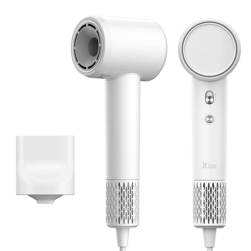 Rizz Hair Dryer, 110000 RPM High Speed Blow Dryer for Women, 150 Million Negative Ions&Thermo-Control with Cool Shot Button，Lightweight&Fast Drying Low Noise with Magnetic Concentrator Nozzle (White)