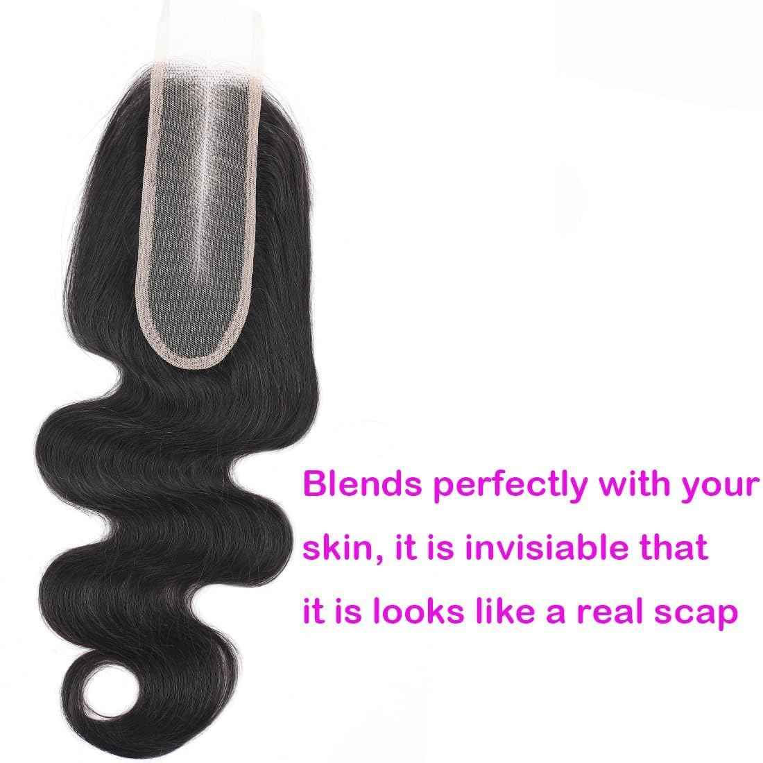 2x6 Human Hair HD Transparent Lace Closure Body Wave Skinlike 22inch 100% Virgin 2x6 Human Hair Middle Part Kim K Closure Brazilian 2x6 Body Wave HD Closure Natural Black glueless pre plucked bleached