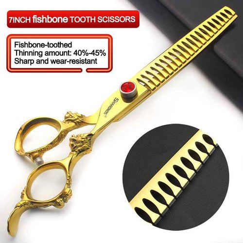 7" 7.5" 8"9" Professional Hairdressing Scissors Barber Salon Hair Cutting Dragon Shears (Large). (7 inch 3pc-B)