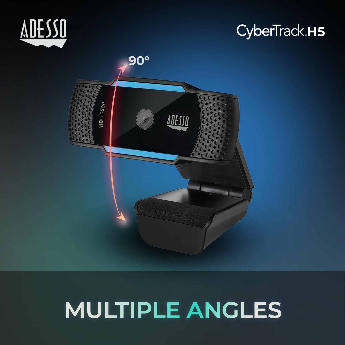 Adesso Cybertrack H5 1080p Hd USB Autofocus Webcam with Microphone, 1920 Pixels X 1080 Pixels, 2.1 Mpixels, Black