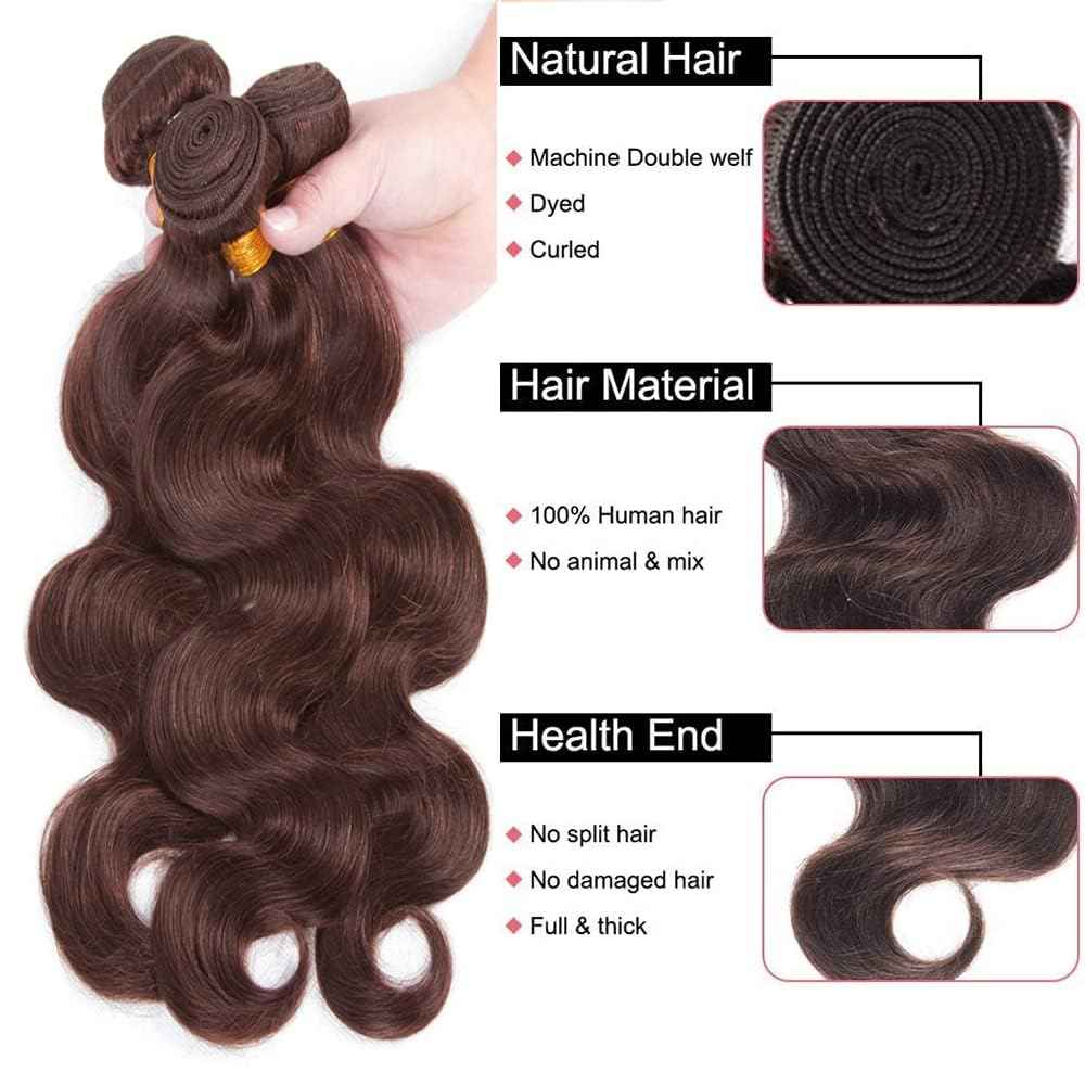 Giginger Brazilian Human Hair Bundles 26 28 30 Inch Chocolate Brown Body Wave Human Hair Bundles Brazilian Unprocessed Virgin Quick Weave Hair for Black Women
