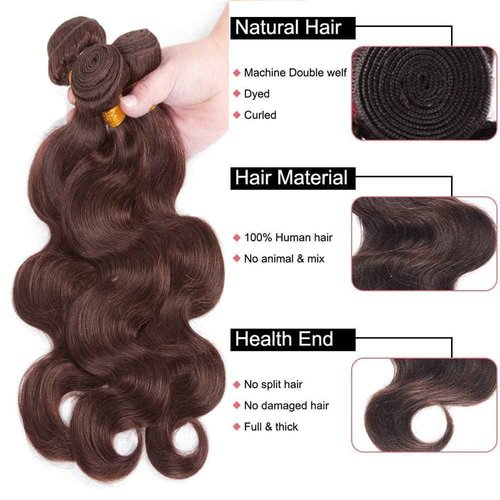 Condescension Human Hair Bundles 24 26 28 Inch Brown 4 Body Wave Bundles Human Hair Unprocessed Brazilian Virgin Hair for Black Women