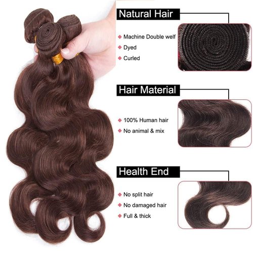 Condescension Brazilian Human Hair Bundles 16 18 20 Inch Body Wave 3 Bundles Human Hair 100% Unprocessed Remy Brazilian Virgin Weave Hair Chocolate Brown 4 for Women