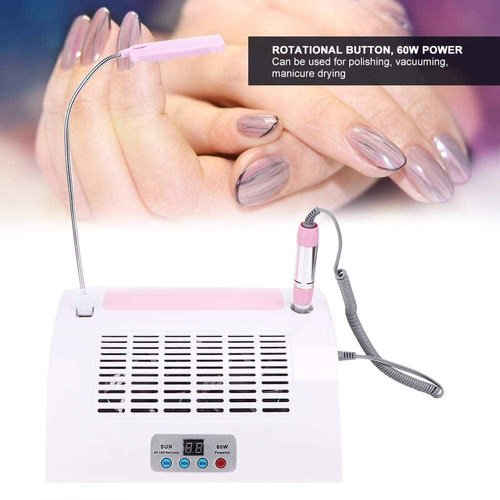 Nail Dust Collector Nail Lamp 60W Multifunctional Nail Polishing Machine with Light Pillow for Manicure Organic Nails US Plug 110-240V