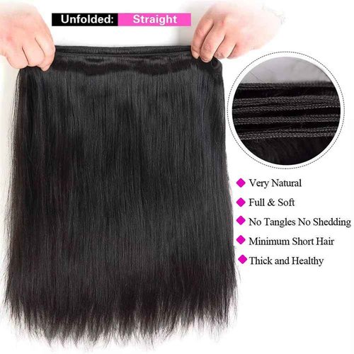 12A Straight Bundles Human Hair 18 20 22 Inch 3 Bundles Human Hair Straight Human Hair Bundles 100% Unprocessed Brazilian Virgin Human Hair Extension