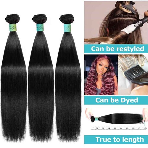 AnJudyReid Straight Hair Bundles 13A Brazilian Virgin Human Hair Bundles Straight 20 22 24Inch 100% Unprocessed Virgin Human Hair For Black Woman Natural Black