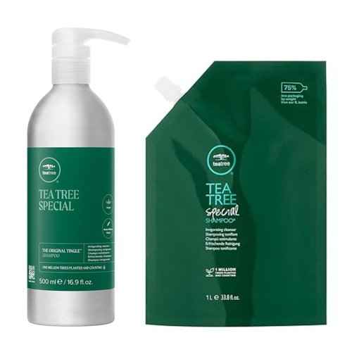 Bundle of Tea Tree Special Shampoo Aluminum Bottle, 16.9 oz + Tea Tree Special Shampoo Refill Pouch 33.8 fl. oz.
