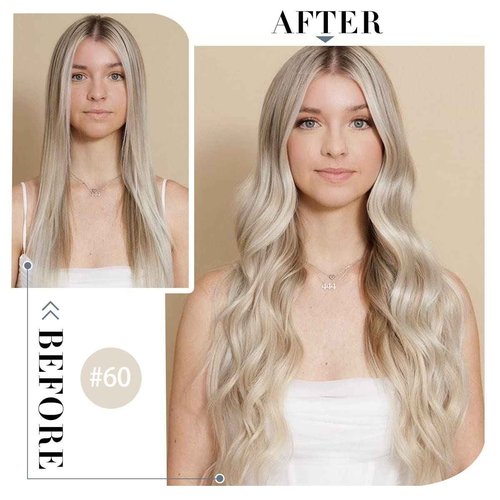 Seamless Invisible Leather Knitted Hair Extensions Pu Leather Knitted 100% Human Hair 24 Inches # 60 Platinum Blonde Hair 50g 20 Pieces