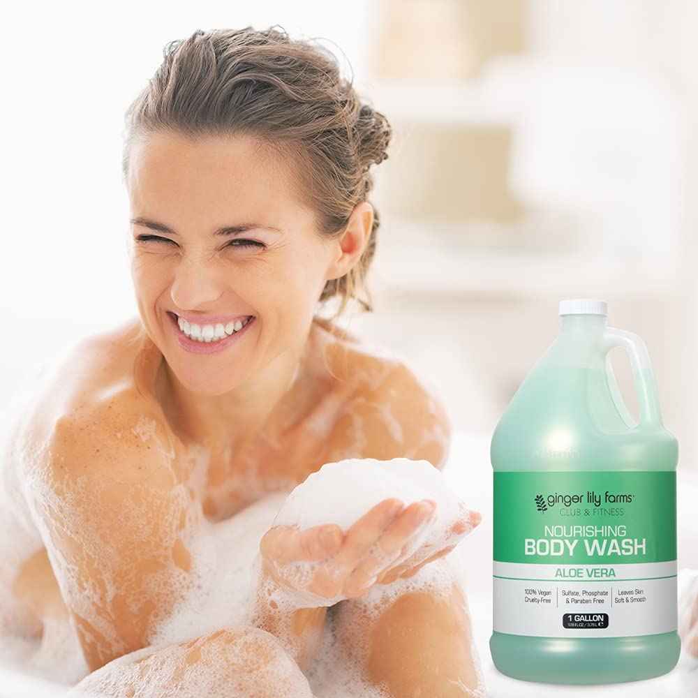 Ginger Lily Farms Club & Fitness Nourishing Body Wash, 100% Vegan & Cruelty-Free, Aloe Vera Scent, 128 Fl Oz (Pack of 4)