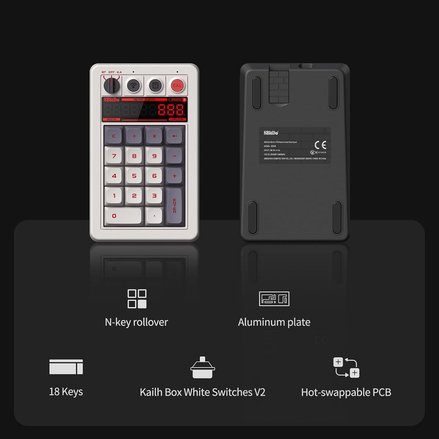 AKNES 8BitDo Retro 108 Mechanical Keyboard, Hot Swappable Gaming Keyboard with 108 Keys&Integrated Numpad, Dual Super Buttons, Bluetooth/2.4G/USB-C Keyboard for Windows & Android - N Edition
