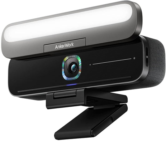 Anker Work B600 Videobar, Webcam with Light, with 2K Camera & Lighting for Video Conferencing, Noise Cancelling with AI 4 Built-in Microphones, 2K Resolution, Clear Sound Quality, Microphone