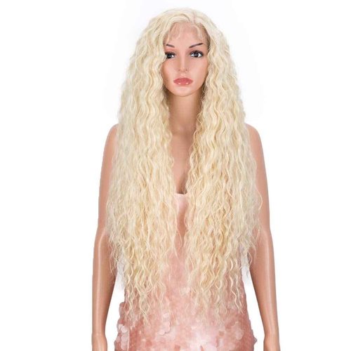 Style Icon Easy-360 Lace Wigs 13x6 Free Part Lace Frontal Wigs 32” Long Water Wave Wig Synthetic Wig (32 Inch, 613)