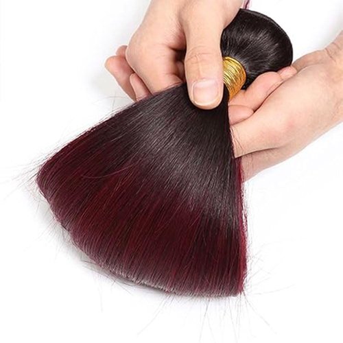 Ombre Burgundy Human Hair Bundles 20 22 24 Inch T1B/99J Straight Burgundy Bundles Human Hair 100% Unprocessed Soft Sew in Bundle with Double Weft for Black Women