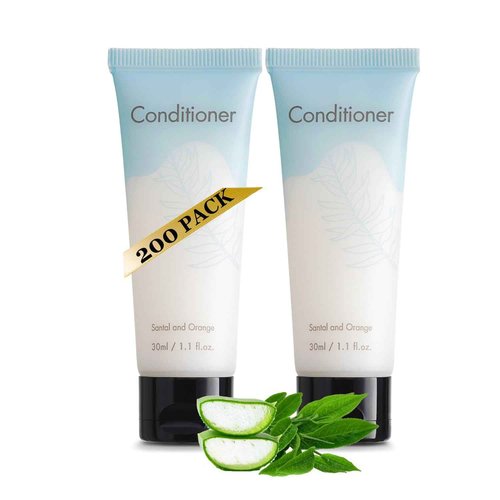 NISGUR Double Sealed Hotel Conditioner Bulk 200 Pack Individually Wrapped Travel Size Conditioner Aloe and Green Tea Extract Infused Hotel Supplies and Toiletries for Guest