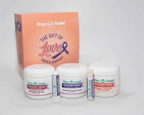 PhysAssist Bundle Oncology Kit - Comfort Kit For Chemo Patients. Essentials for Face, Body & Feet. Includes Oncology Botanicals, Recovery and Foot Support. (3-4 oz), lip balm and nausea inhaler