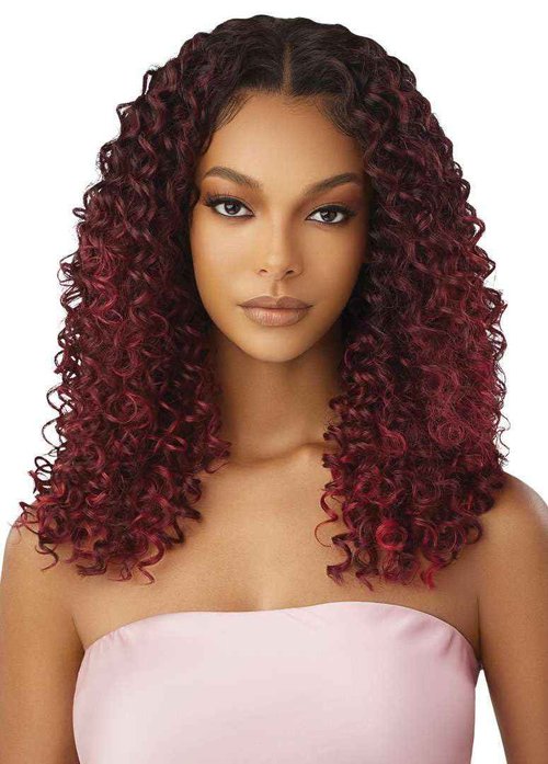 Outre Airtied 100% Fully Hand-Tied Wig - Human Hair Blend - Dominican Curly 22" (DRST2/CHOCOLATE CARAMEL)