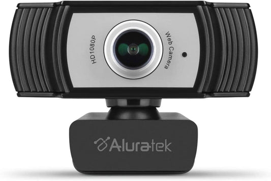 Aluratek HD 1080P Video Webcam (AWC04F) Full HD Webcam with Built-in Microphone, Autofocus, and Adjustable Clip Perfect for Streaming, Video Calls, and Online Meetings Video and Audio