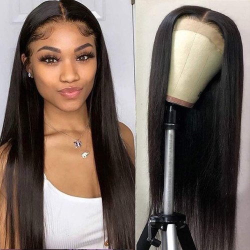 SUNKASA 4x4 Straight Lace Closure Wigs human hair HD Lace Front Wigs Human Hair Pre Plucked with Baby Hair 180 Density 22inch