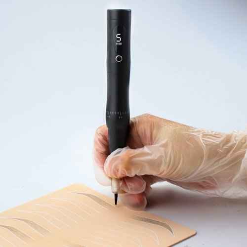 Cordless Permanent Makeup Machine Kit 5 Speeds Levels with Spare Battery for Eyebrows Eyeliner Lip Brushing (Black Machine)