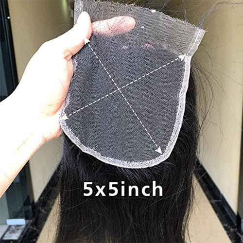 Lemoda 5x5 Closure Straight HD Transparent Lace Closure 12A Brazilian Virgin Human Hair Closure Free Part Pre Plucked with Baby Hair Natural Color 22 Inch
