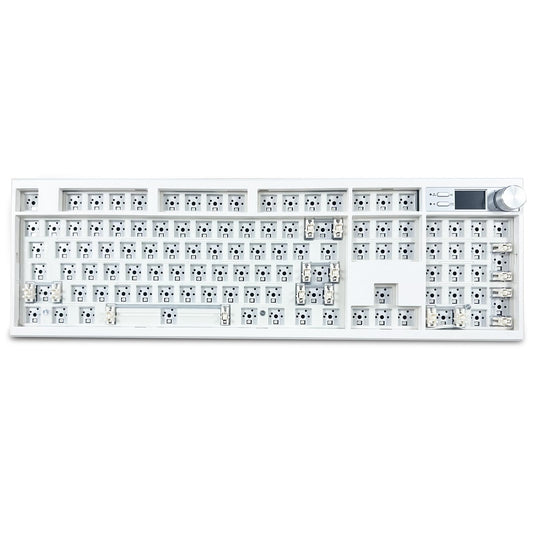 ZMX GMK104 Mechanical Keyboard Kit with Screen&Knob,VIA Programmable Hot Swap Gasket Mounted PCB Custom RGB Barebones Keyboard Wireless BT5.0/2.4GHz/USB-C Wired Full Size Gaming DIY Kit (White)