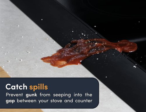 Linda’s Essentials Silicone Stove Gap Covers (2 Pack), Heat Resistant Oven Gap Filler Seals Spaces Between Stovetop and Counter, Easy to Clean Stove Side Guard (30 Inches, Black)