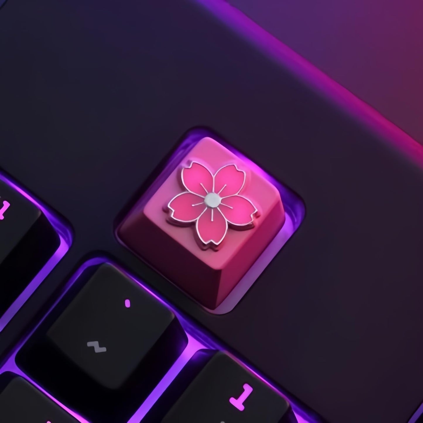 ZMX Custom ESC Keycaps,Artisan Aluminum Alloy Metal Keycaps for RGB Gaming Keyboard Backlight Personalized Keycaps for Cherry MX Switch Mechanical Keyboard R4 Height DIY Keycaps (Pink Cherry Blossom)