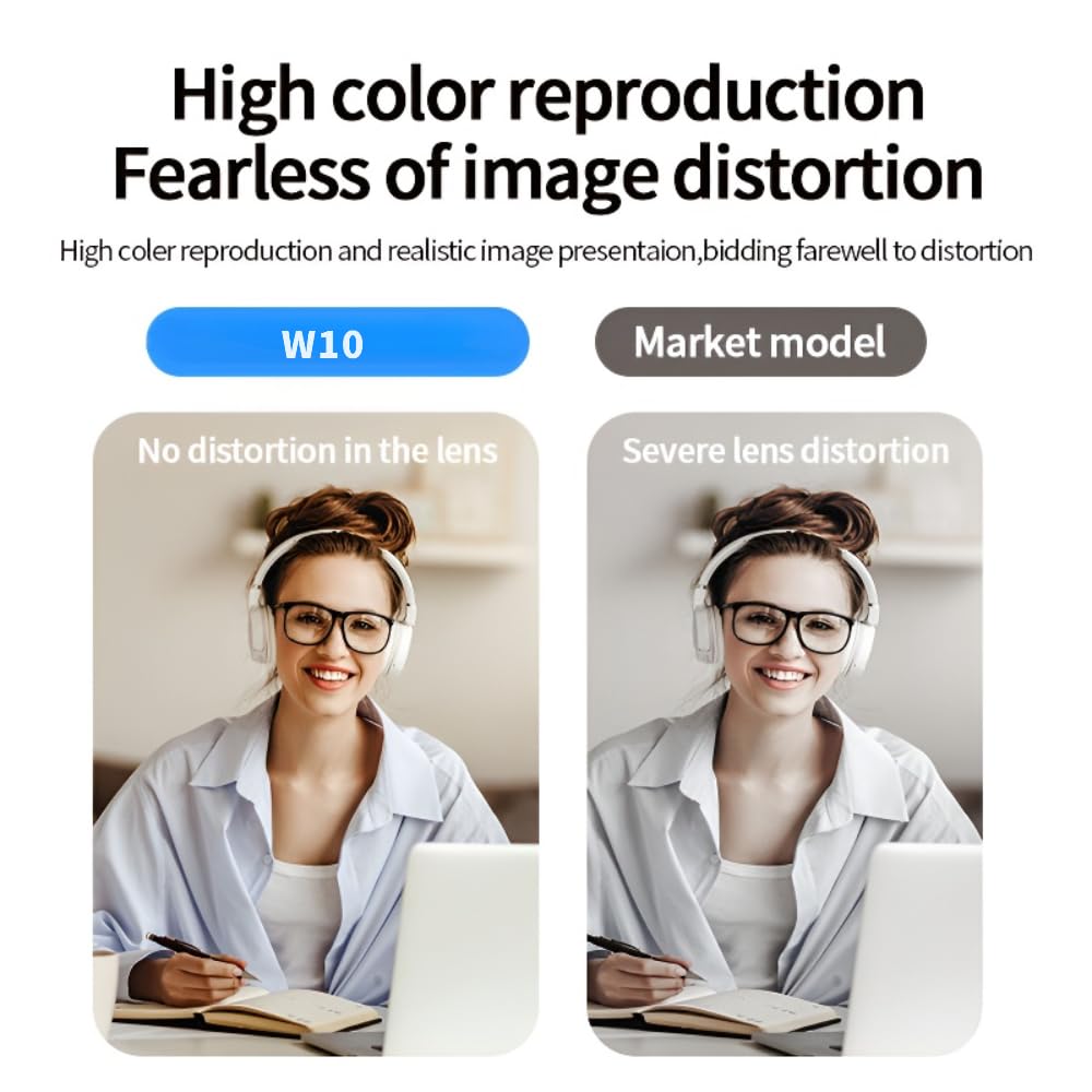 1080P Webcam, Compatible with PC/Laptop/Mac, Computer Camera with Low-Light Correction, AI Noise-Canceling Microphone, Adjustable Field of View, Built-in Privacy Shutter, Ideal for Meetings (W10)