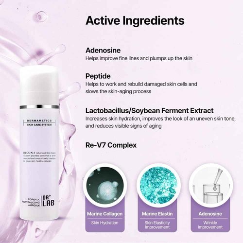 DR+LAB Biopepta Revitalizing Ampoule 5.07 fl oz /150ml Skin Elasticity Wrinkle Care Hydrating Skin with Marine Collagen Peptides Korean Skincare