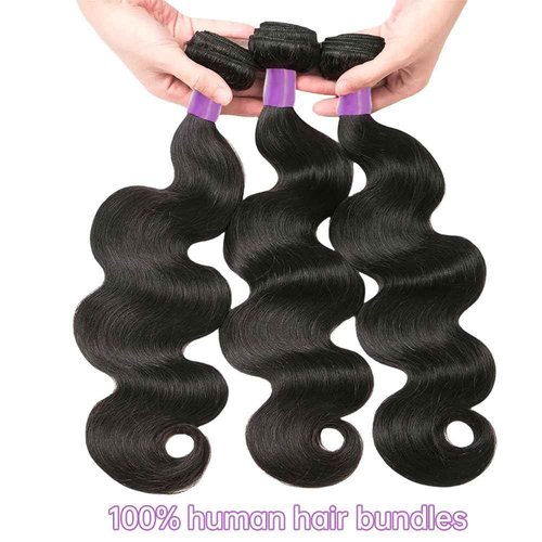 Body Wave Bundles Human Hair 18 20 22 Inch Human Hair Bundles 100% Unprocessed 12A Brazilian Virgin Human Hair Extensions for Women Natural Black