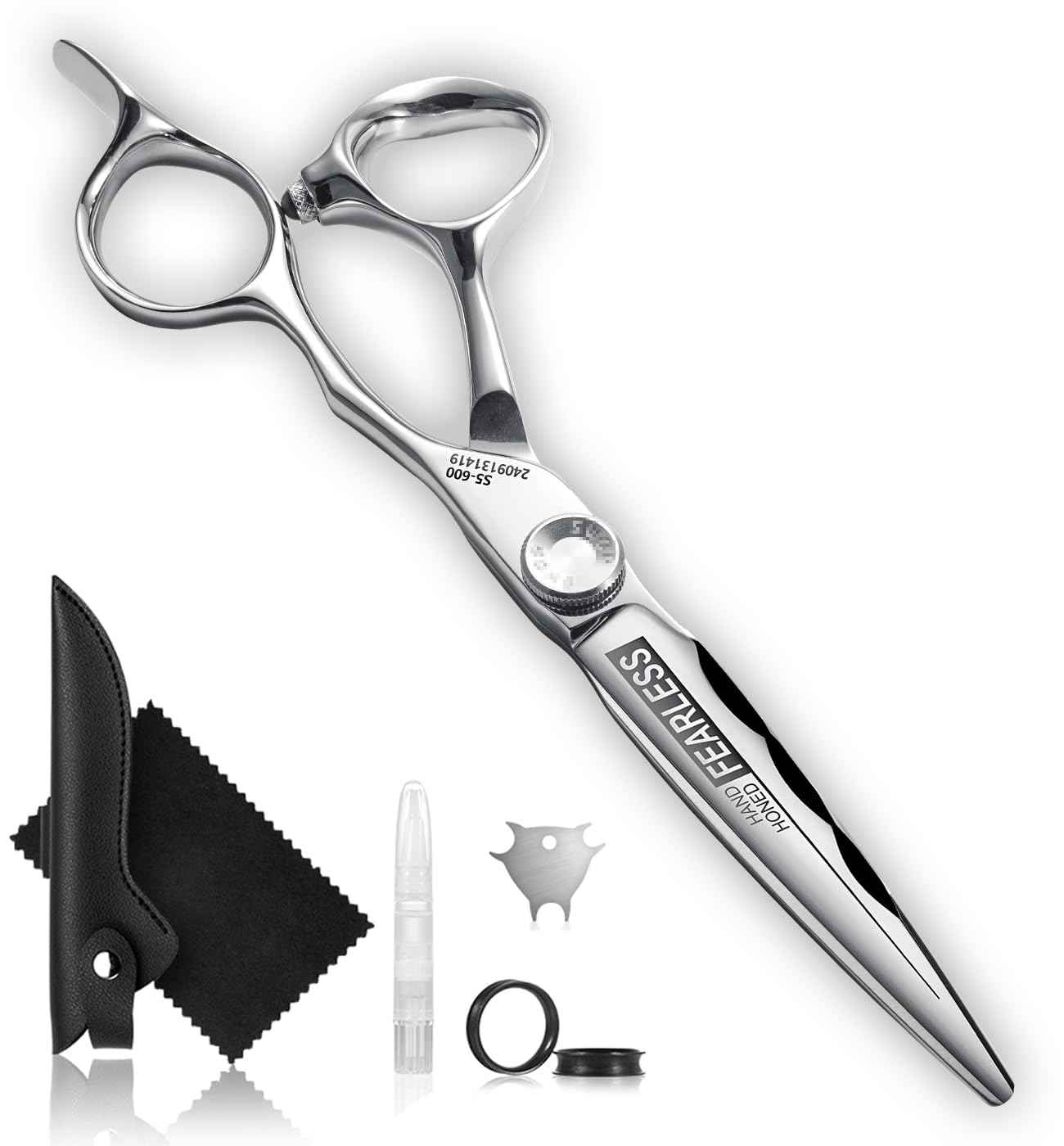 GGPH Professional Ergonomic Hair Cutting Scissors - SUS440C & Cobalt Stainless Steel Barber Shears - Fine Adjustment Tension - Premium Shears for Hair Cutting (6.0 Inches)