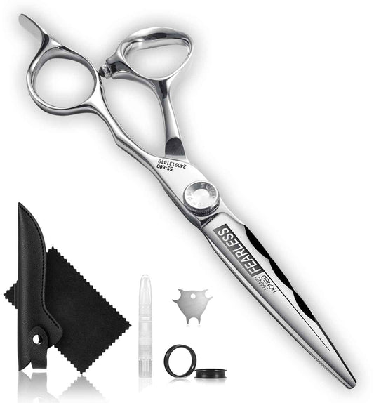 GGPH Professional Ergonomic Hair Cutting Scissors - SUS440C & Cobalt Stainless Steel Barber Shears - Fine Adjustment Tension - Premium Shears for Hair Cutting (6.0 Inches)