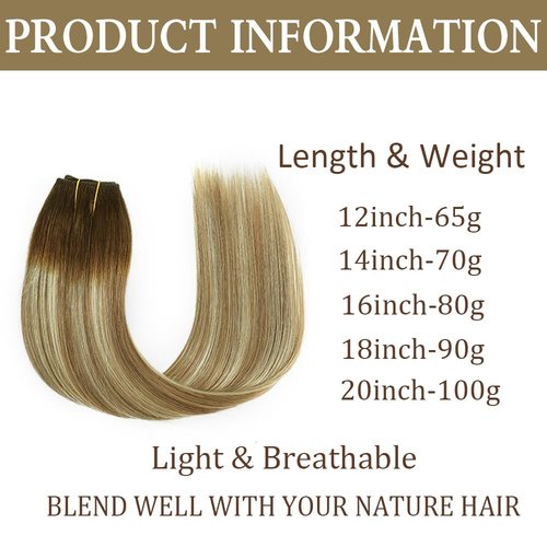 Star Show Wire Hair Extensions Walnut Brown to Ash Brown and Bleach Blonde Remy Natural Straight Hair Extension for Women (20 inch, T4/P10/613)