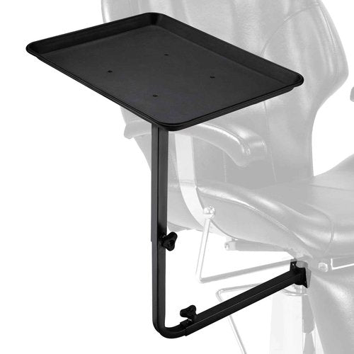 Noverlife Salon Metal Tray Attached to Chair, 360 Degree Rotation Barber Chair Tray for Hairdressing Tools, Fully Adjustable Hairstylist Trays w/o Wheels for Salon Barber Tattoo Tools Make-ups