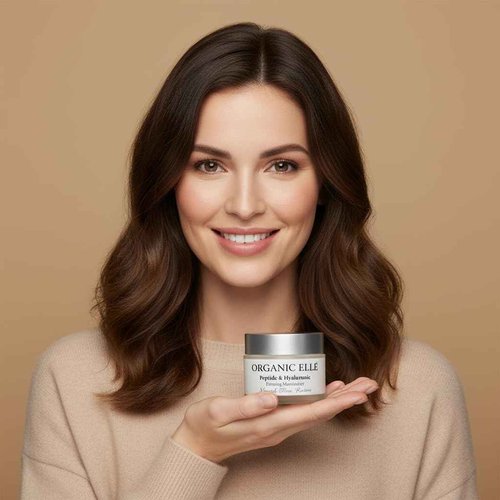Organic Elle Moisturizer – Advanced Peptide & Hyaluronic Firming Face Cream with Botanical Extracts, Avocado & Jojoba Oil – Hydrating, Anti-Aging, Fragrance-Free for All Skin Types
